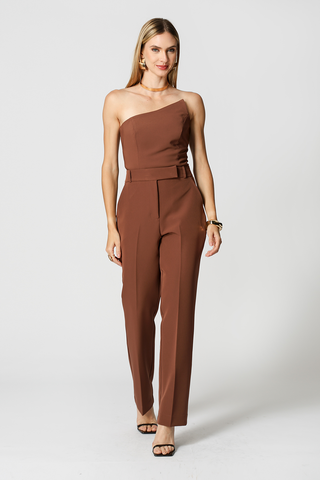 Calça Reta Cós Minimalista - TABACO