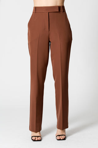 Calça Reta Cós Minimalista - TABACO