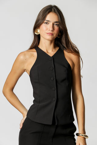 Blusa Com Botões Frontais - PRETO