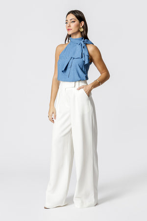 Blusa Com Amarração Na Gola