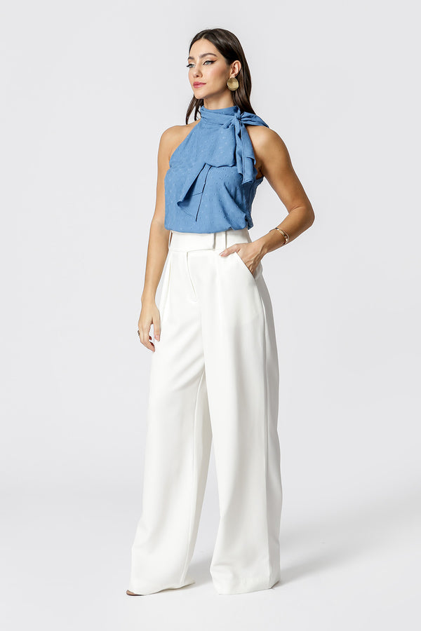 Blusa Com Amarração Na Gola