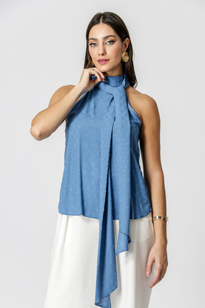 Blusa Com Amarração Na Gola