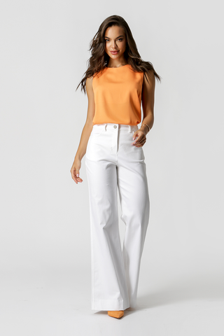 Blusa Com Recorte Lateral - LARANJA