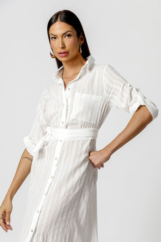 Chemise Com Faixa Na Cintura - OFF WHITE