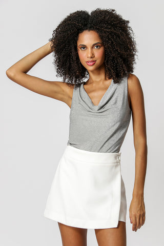 Blusa Degagê con malla de lúrex - PLATA