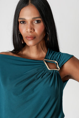 Vestido Ombro Único Com Fivela Em Malha ITY