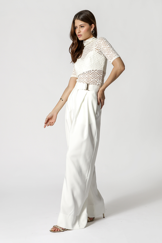 Blusa de encaje - BLANCO ROJO