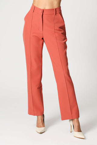 Pantalones rectos con abertura frontal - GOIABA