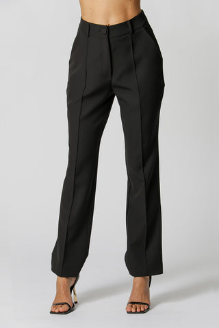 Pantalón recto con abertura delantera - NEGRO