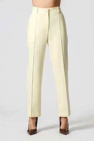 Calça Reta Com Recorte Frontal - AMARELO CL