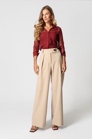 Camisa de Renda Transparente - VINHO