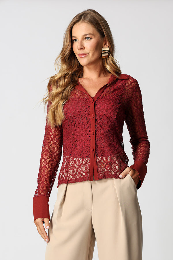 Camisa de Renda Transparente