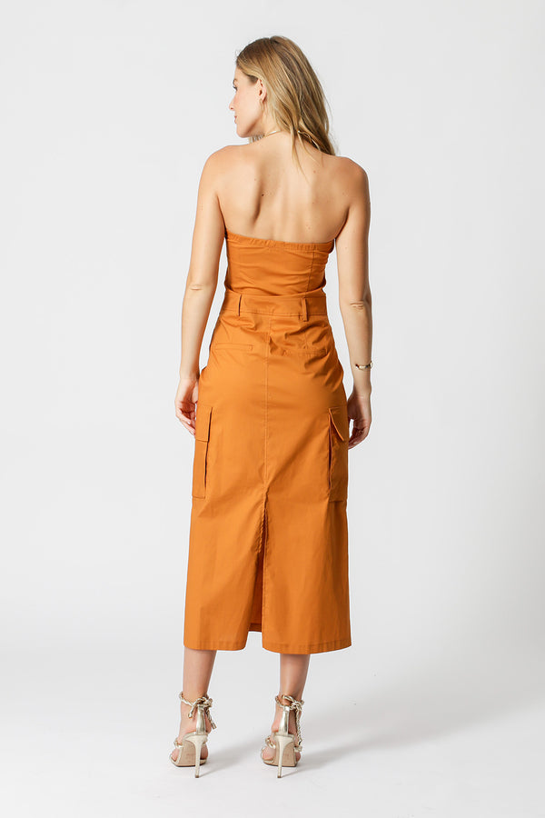 Vestido Strapless Com Bolsos Laterais