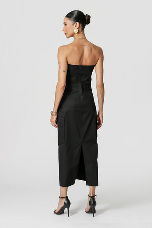 Vestido Strapless Com Bolsos Laterais