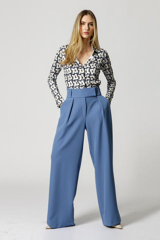 Camisa Feminina Slim Estampada - MARINHO 7189