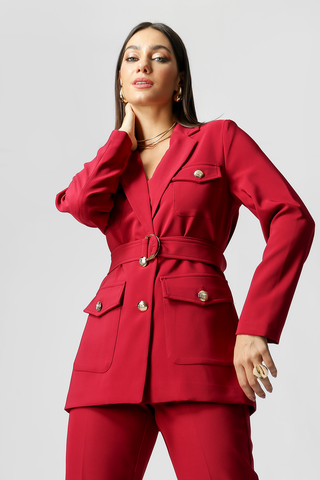 Blazer Com Bolsos E Botões Dourados - VINHO ESC