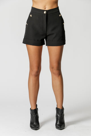 Pantalones cortos con botones distintivos - NEGRO