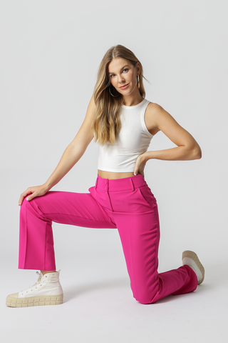 Blusa básica de canalé - BLANCO ROJO