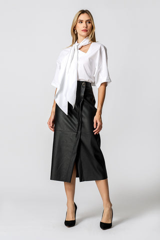 Blusa suelta con pañuelo extraíble - BLANCO ROJO