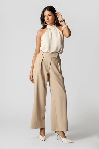 Calça Pantalona Cós Minimalista - AREIA