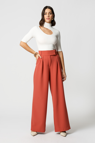 Pantalones minimalistas de pierna ancha - GOIABA