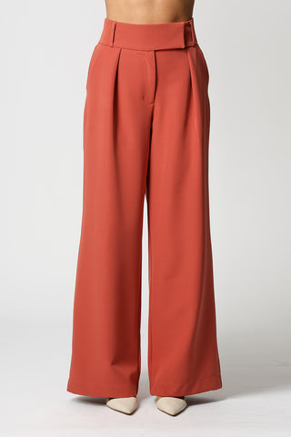 Pantalones minimalistas de pierna ancha - GOIABA