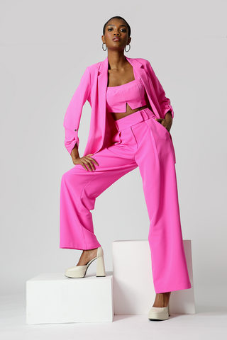 Calça Pantalona Cós Minimalista - PINK NEON