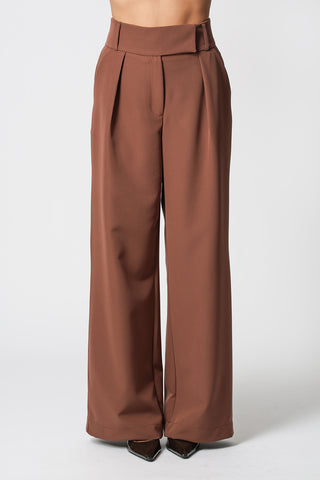 Calça Pantalona Cós Minimalista - TABACO