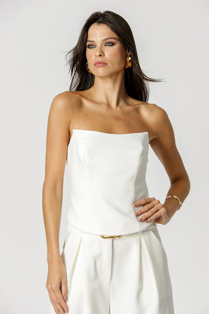 Blusa Sem Alça De Alfaiataria