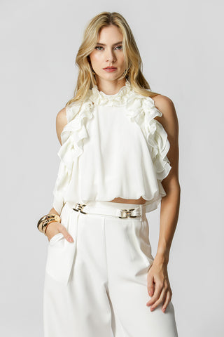 Blusa Com Lenço Babado - OFF WHITE