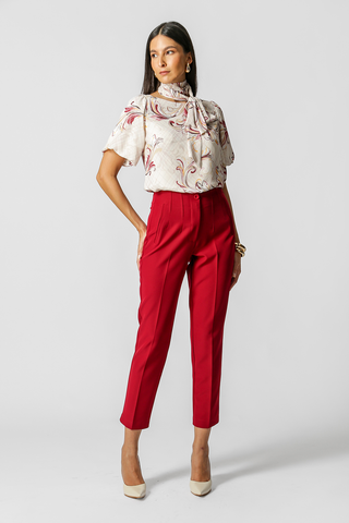 Blusa Com Manga Balonê Estampada - AREIA 5028