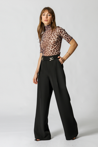 Blusa de tul con mangas midi - MARRÓN 2093