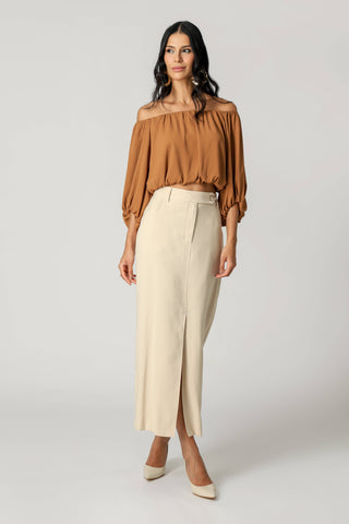 Blusa globo hombro con hombro - TERRA