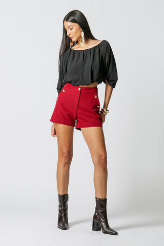 Blusa globo con hombros descubiertos - NEGRA