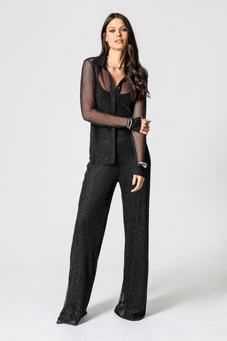 Camisa De Tela Transparente - PRETO