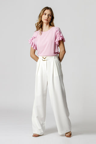 Blusa con volantes en las mangas - ROSA