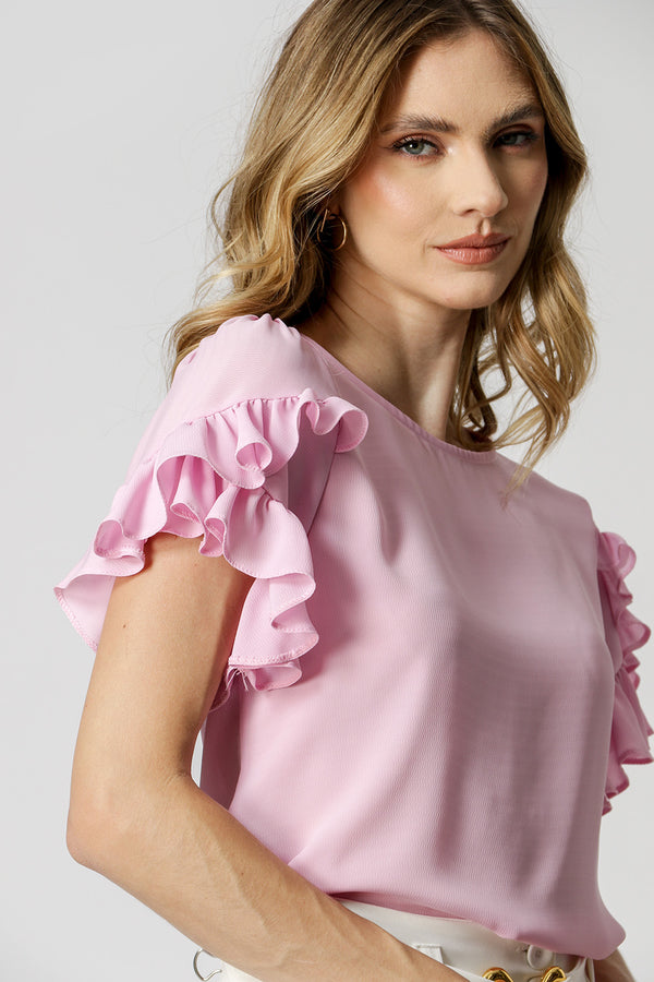 Blusa Com Babados Na Manga