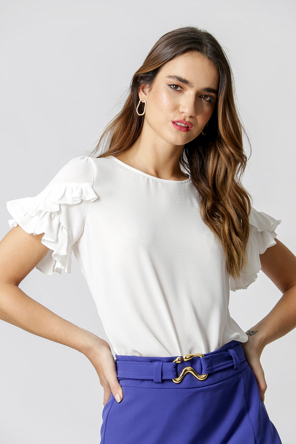 Blusa Com Babados Na Manga