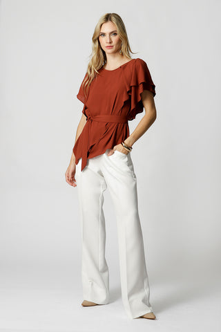 Blusa Manga Angel Assimétrica - MARROM 1