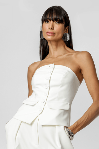 Blusa Sem Alça Alfaiataria - OFF WHITE