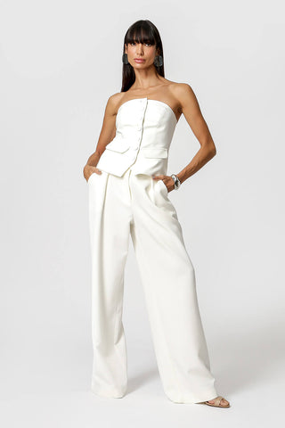 Blusa Sem Alça Alfaiataria - OFF WHITE