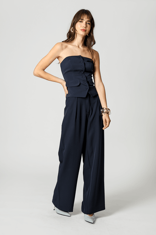 Blusa Sem Alça Alfaiataria - MARINHO