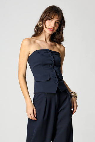 Blusa Sem Alça Alfaiataria - MARINHO