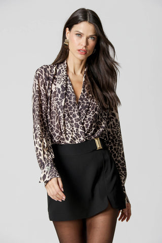 Blusa Cachequer Manga Longa Estampada - PRETO 2089