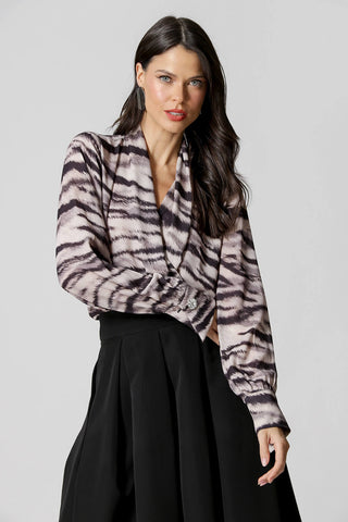 Blusa Cachequer Manga Larga Estampada - AREIA 2090