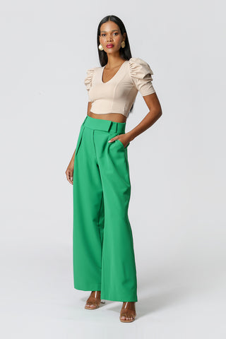 Blusa con corsé y mangas abullonadas - ARENA