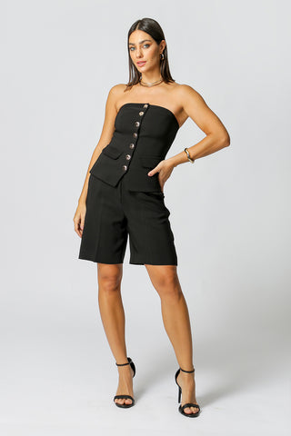 Blusa strapless Com Botões - PRETO 2