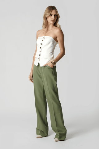 Blusa strapless Com Botões - OFF WHITE