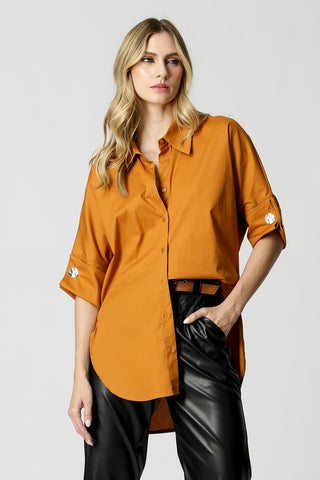 Camisa Ampla Manga 3/4 - CARAMELO