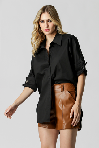 Camisa Ampla Manga 3/4 - PRETO